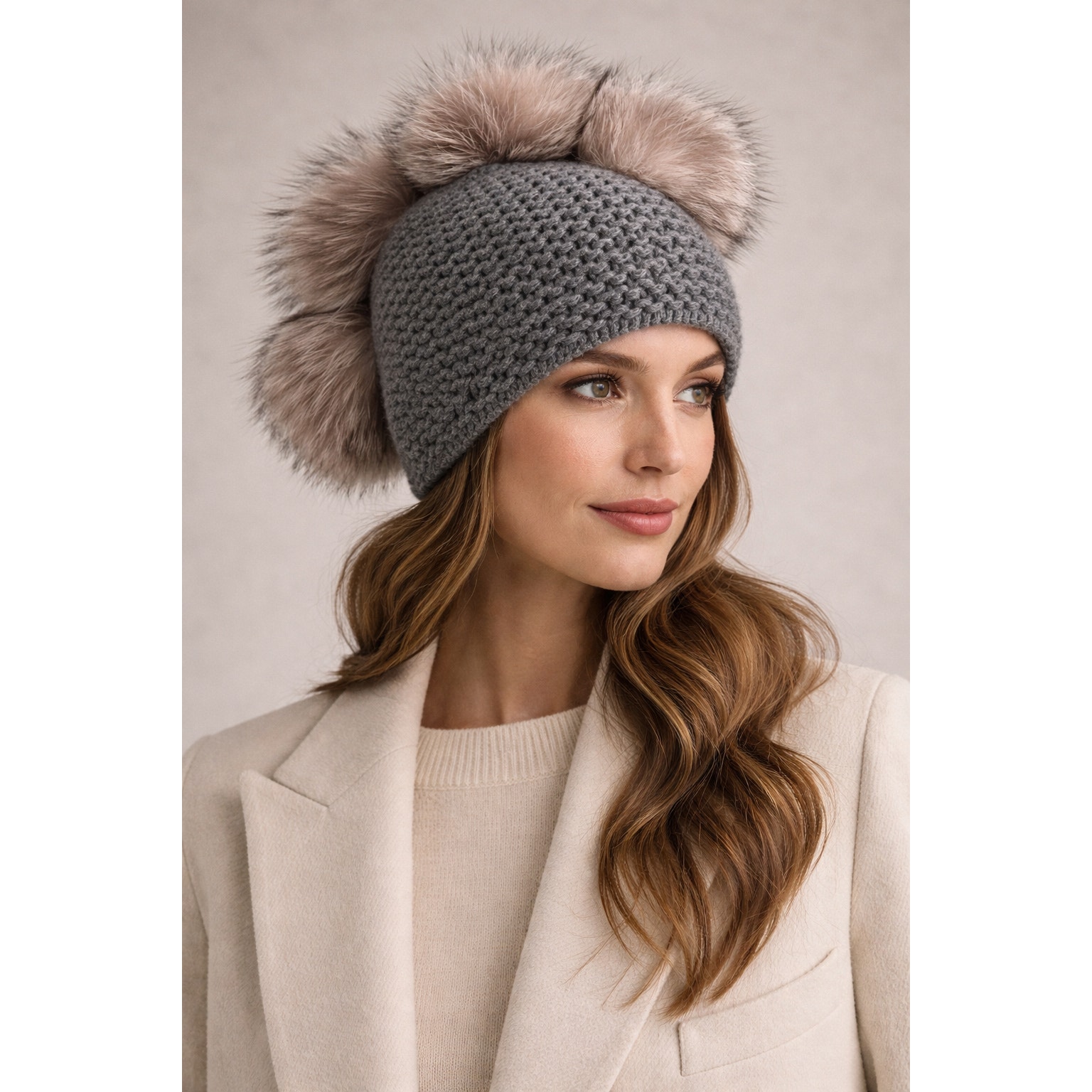 Thom Browne Mohawk Beanie Gray Cashmere Fur Pom Pom Luxury Streetwear Luxury Nwt — image 2 of 7